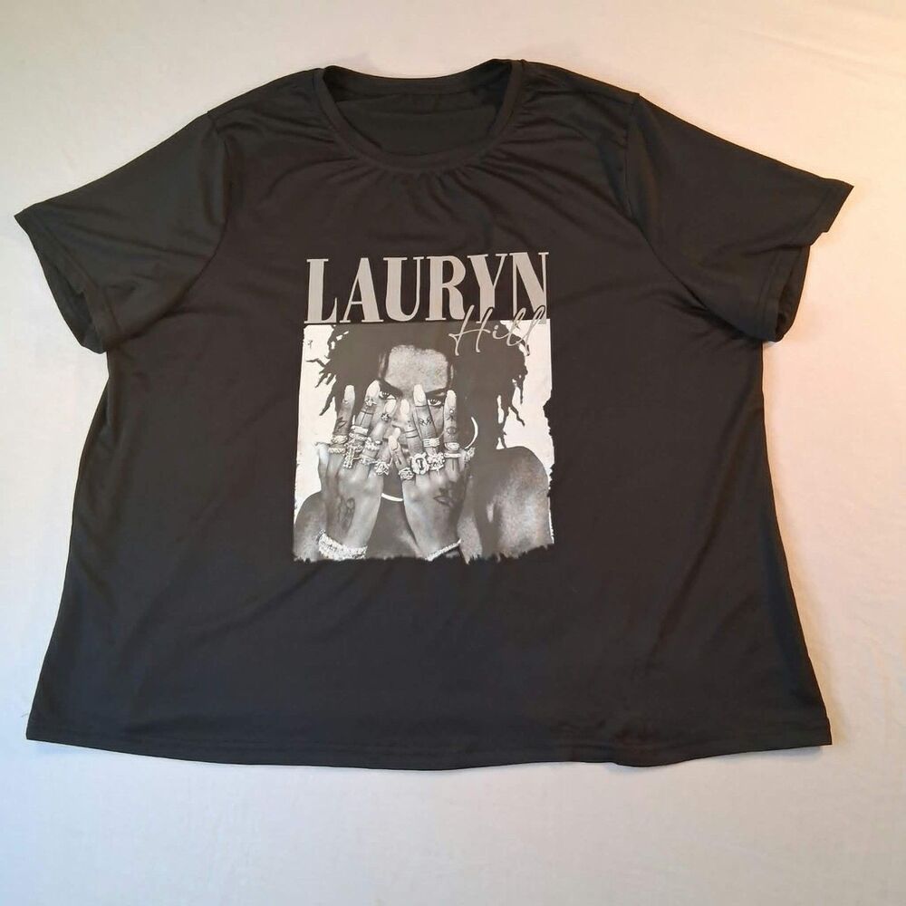 Shein Curve Lauryn Hill Graphic Shirt Womens 1XL Black Short Sleeve Tee Top